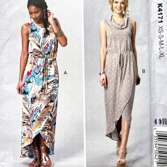 Kwik Sew Pattern Pullover Dress Shaped Hem Sleeveless XS - XL Uncut K4171 - Picture 1 of 4